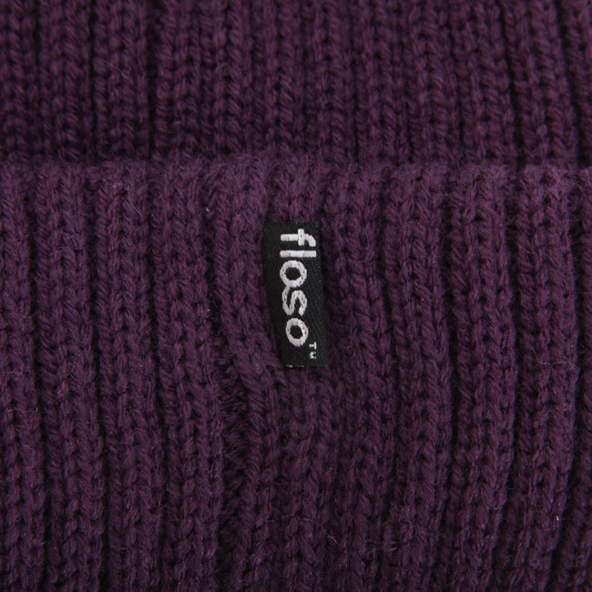 Plum - Back - FLOSO Ladies-Womens Chunky Knit Thermal Thinsulate Winter-Ski Hat (3M 40g)