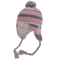Pink-Grey-White - Front - Childrens-Kids Scotland Peruvian Winter Thermal Bobble Hat With Tassels