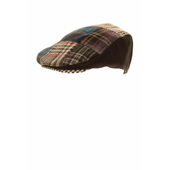 Black - Front - Mens Patchwork Winter Flat Cap With Wool