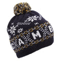 Navy - Front - Unisex Fairisle Pattern Cambridge Winter Bobble Hat