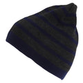 Grey-Navy - Front - Mens Striped Beanie