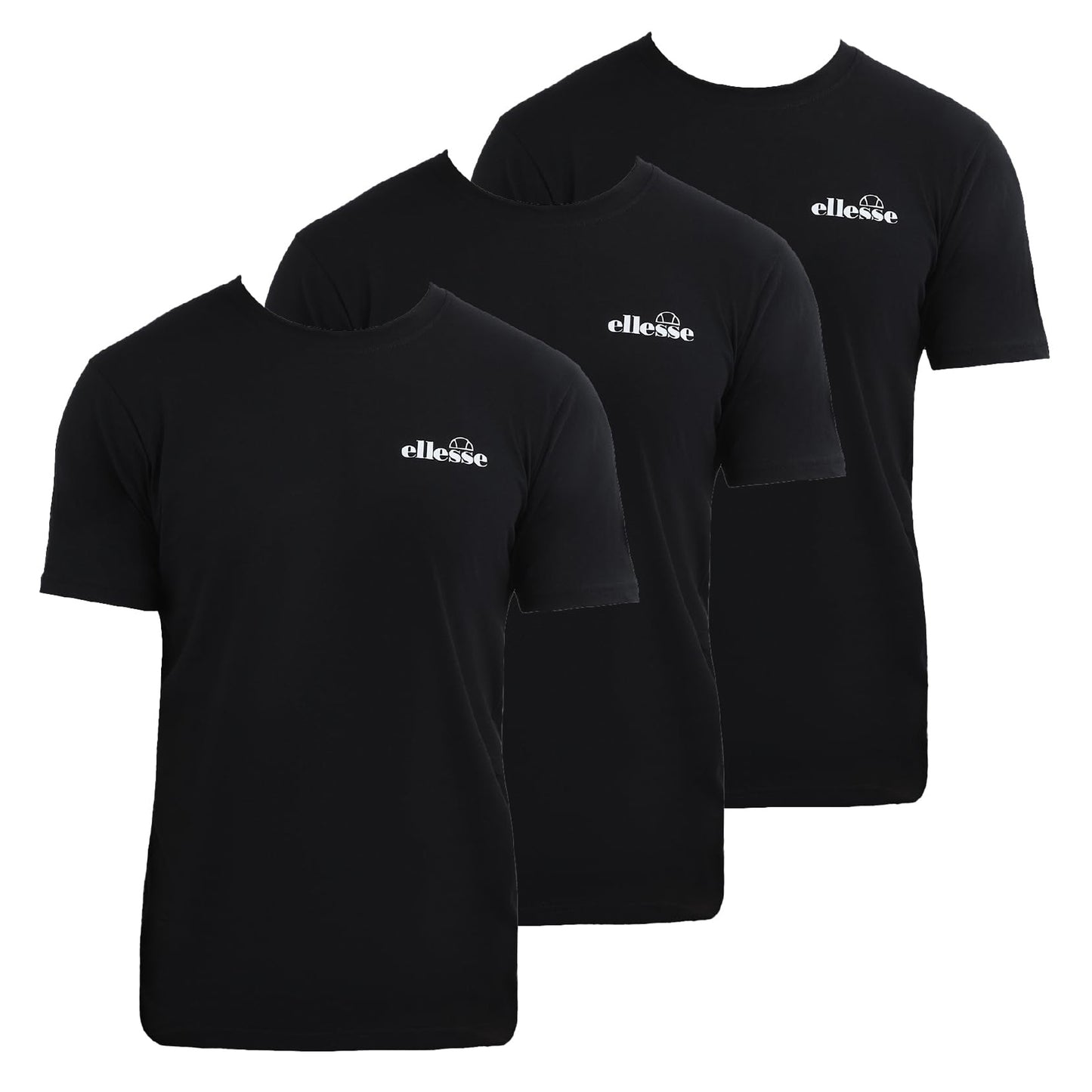 Black - Front - Ellesse Mens Azzini T-Shirt (Pack of 3)