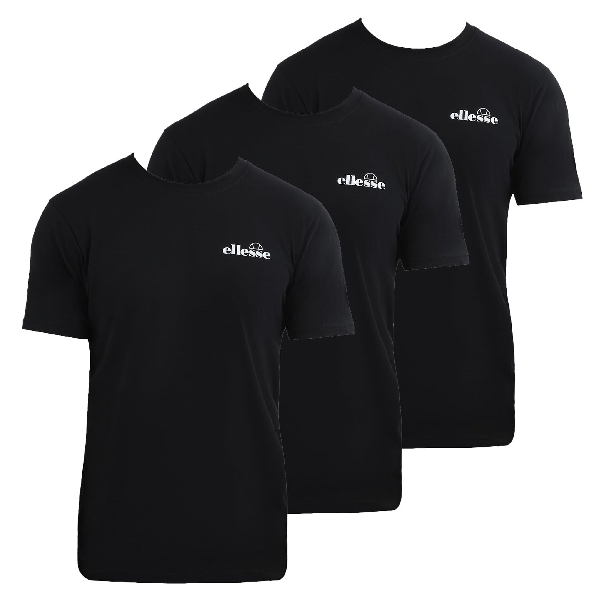 Black - Front - Ellesse Mens Azzini T-Shirt (Pack of 3)