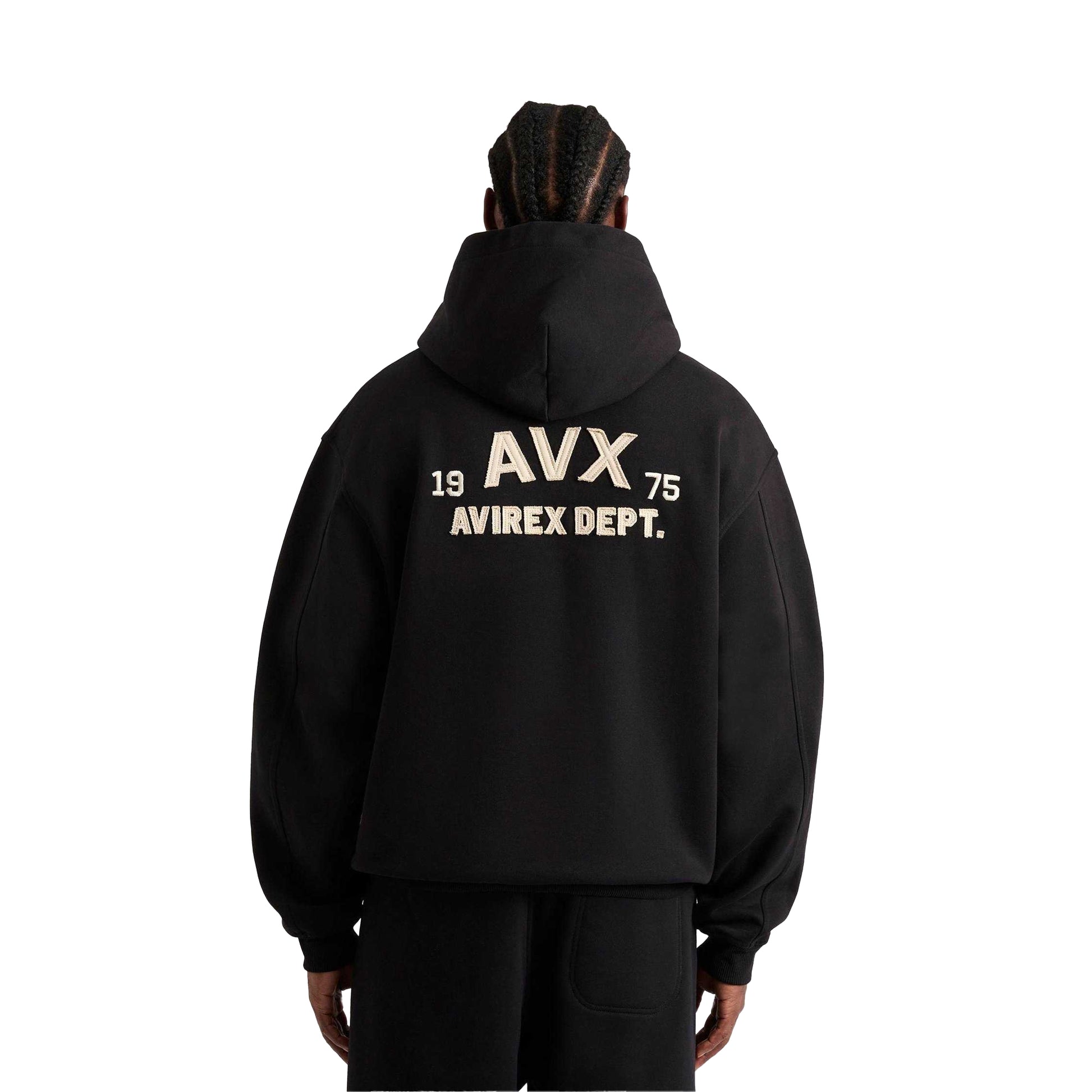 Black - Back - AVX Mens Corp Back Print Hoodie