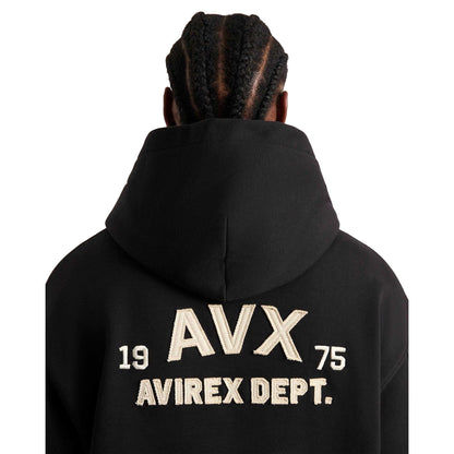 Black - Side - AVX Mens Corp Back Print Hoodie