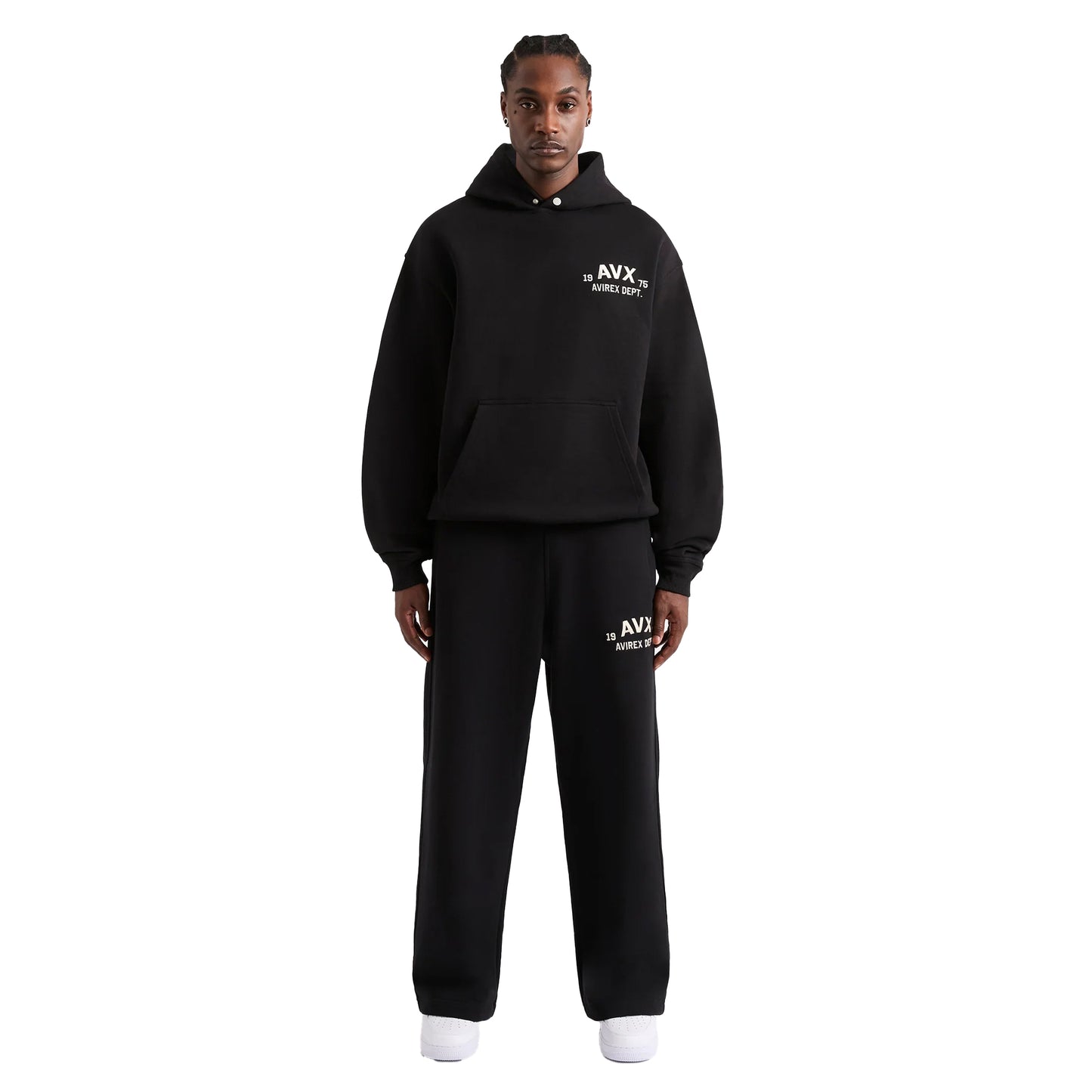 Black - Pack Shot - AVX Mens Corp Back Print Hoodie