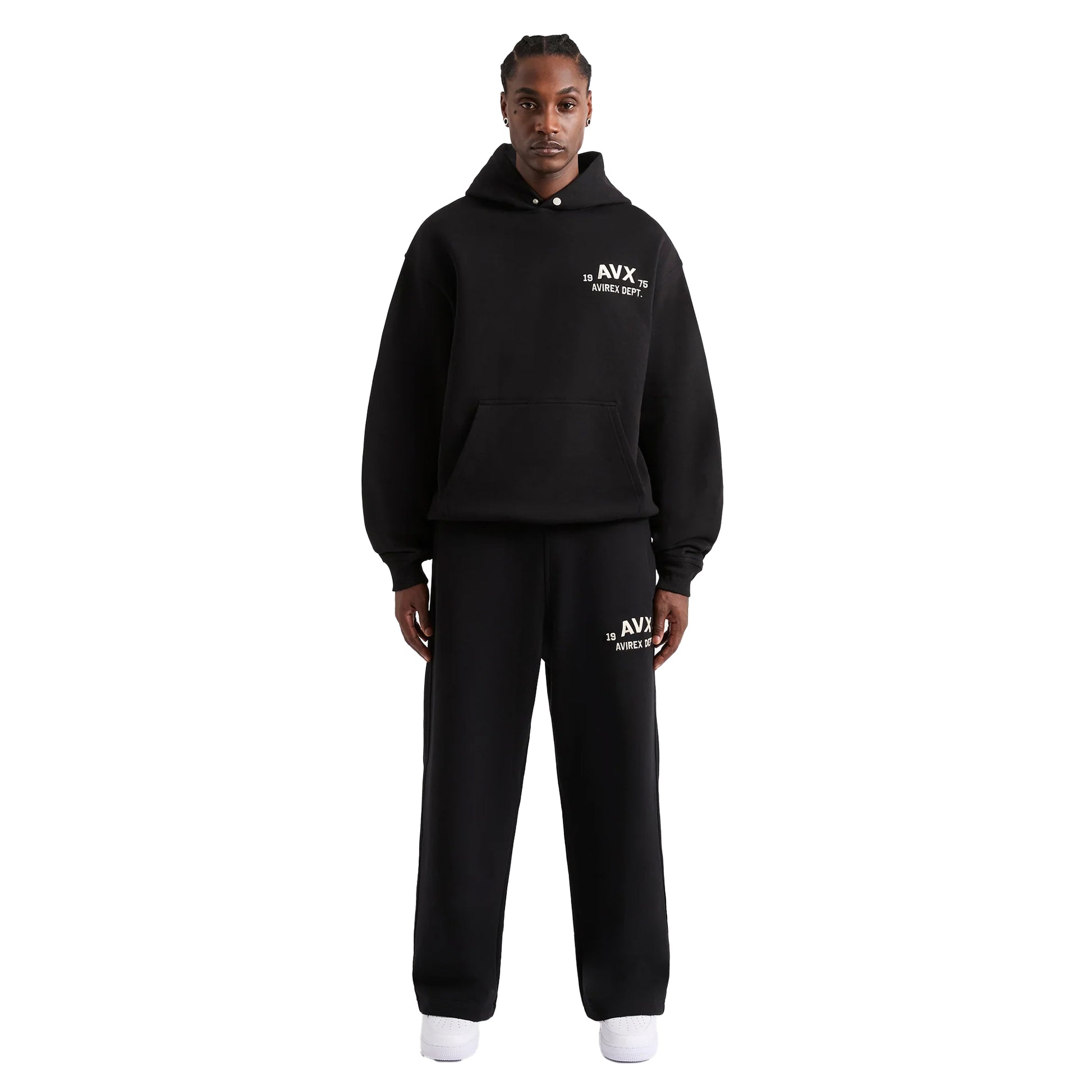 Black - Pack Shot - AVX Mens Corp Back Print Hoodie