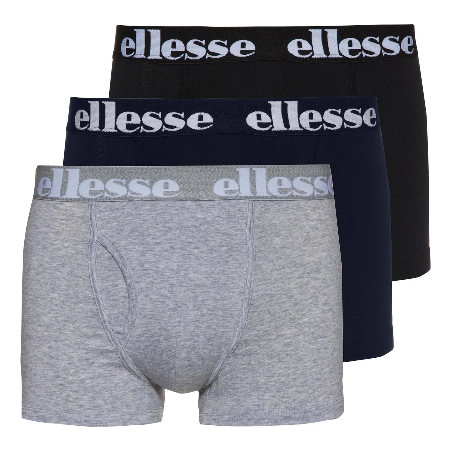 Black-Grey-Navy - Front - Ellesse Mens Hali Boxer Shorts (Pack of 3)