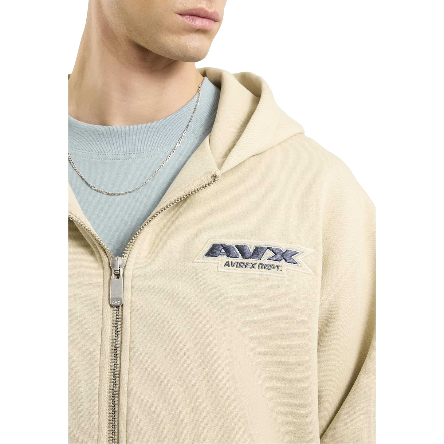 Sand Beige - Side - AVX Mens Rugged Full Zip Hoodie