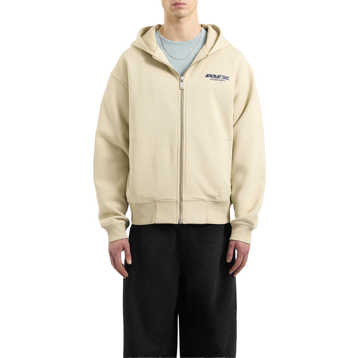 Sand Beige - Front - AVX Mens Rugged Full Zip Hoodie