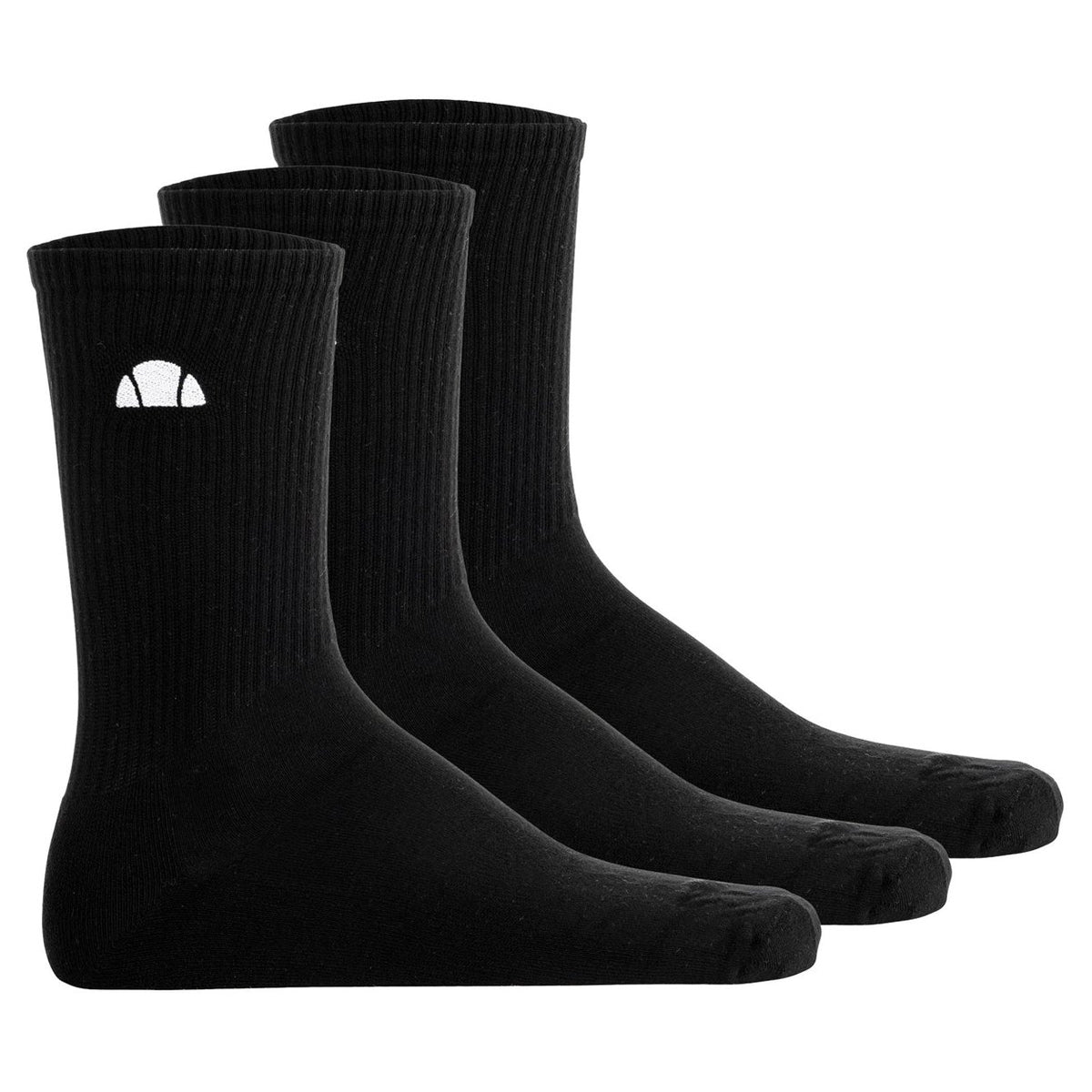 Black - Front - Ellesse Unisex Adult Alacre Crew Socks (Pack of 3)