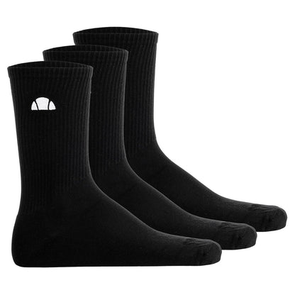 Black - Front - Ellesse Unisex Adult Alacre Crew Socks (Pack of 3)