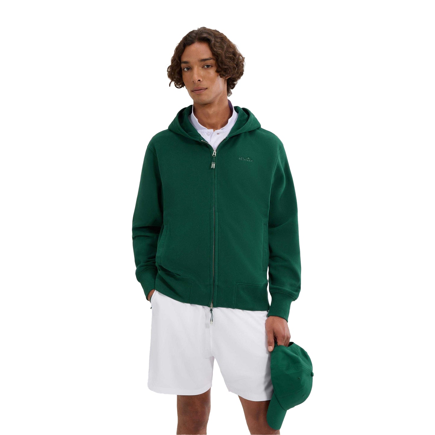 Dark Green - Side - Ellesse Mens Taurasi Full Zip Hoodie