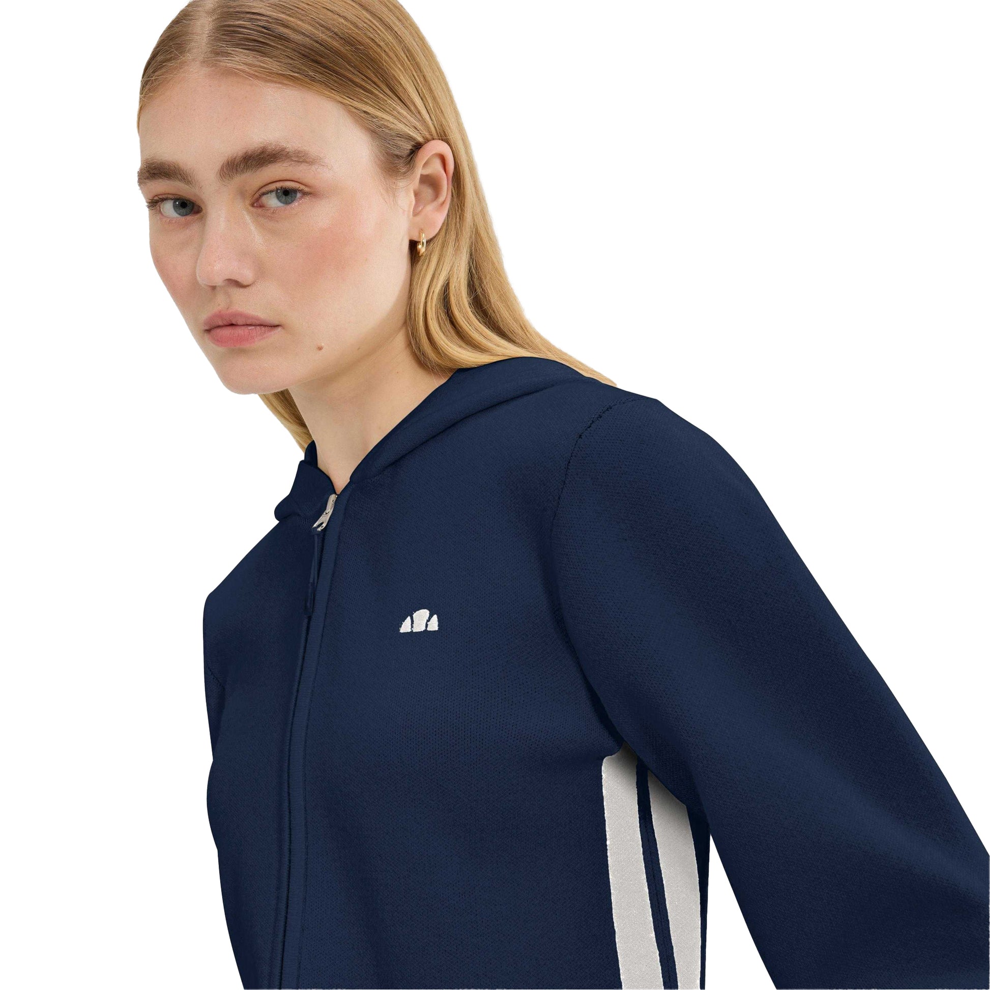 Navy - Side - Ellesse Womens-Ladies Laneisa Knitted Full Zip Hoodie
