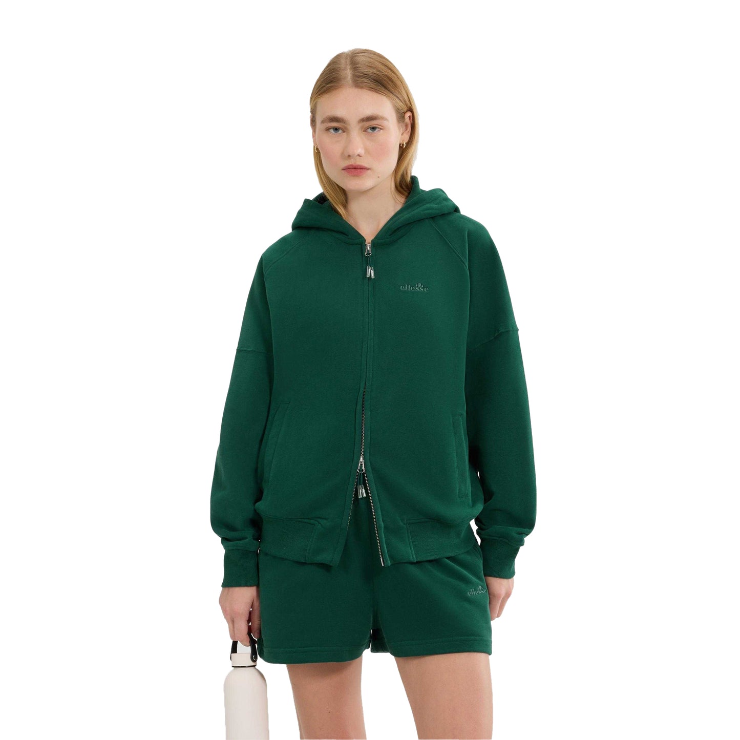 Dark Green - Front - Ellesse Womens-Ladies Pianella Full Zip Hoodie