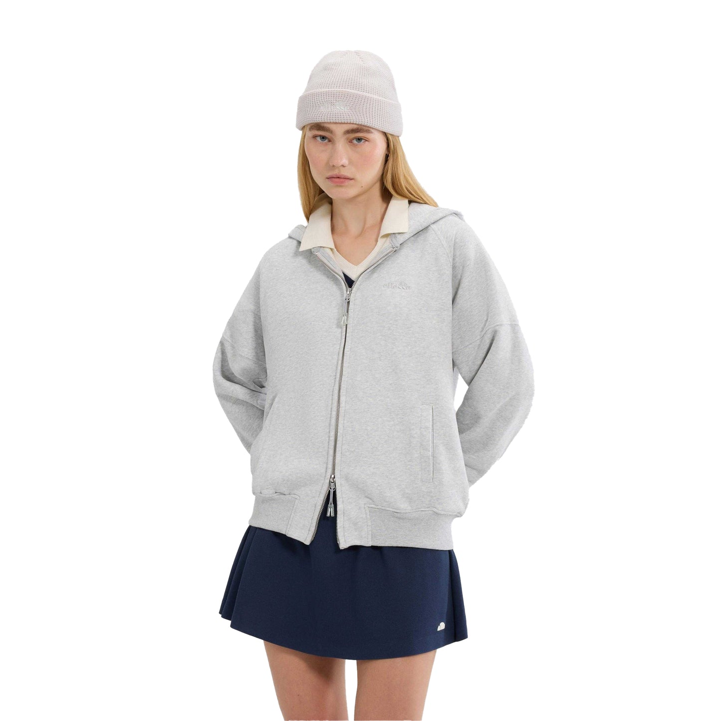 Light Grey Marl - Front - Ellesse Womens-Ladies Pianella Full Zip Hoodie