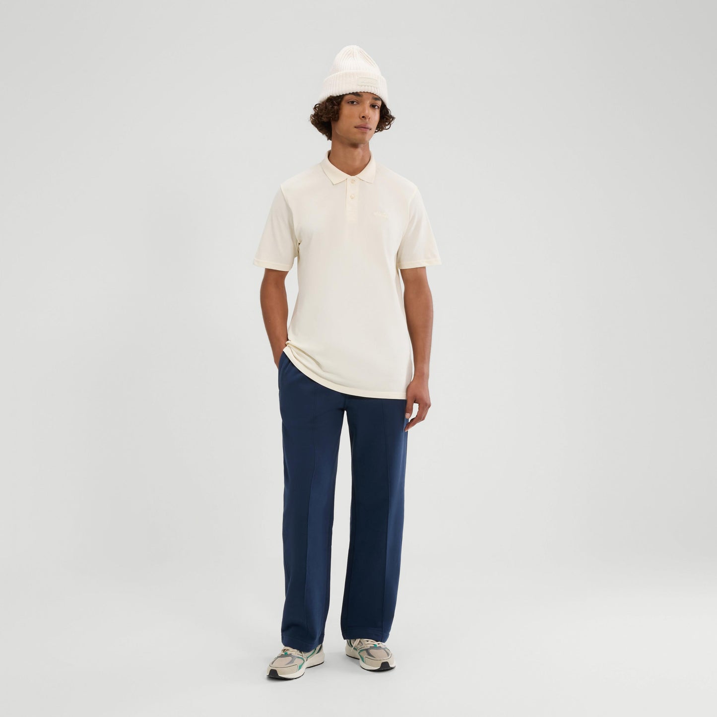 Off White - Close up - Ellesse Mens Senago Polo Shirt
