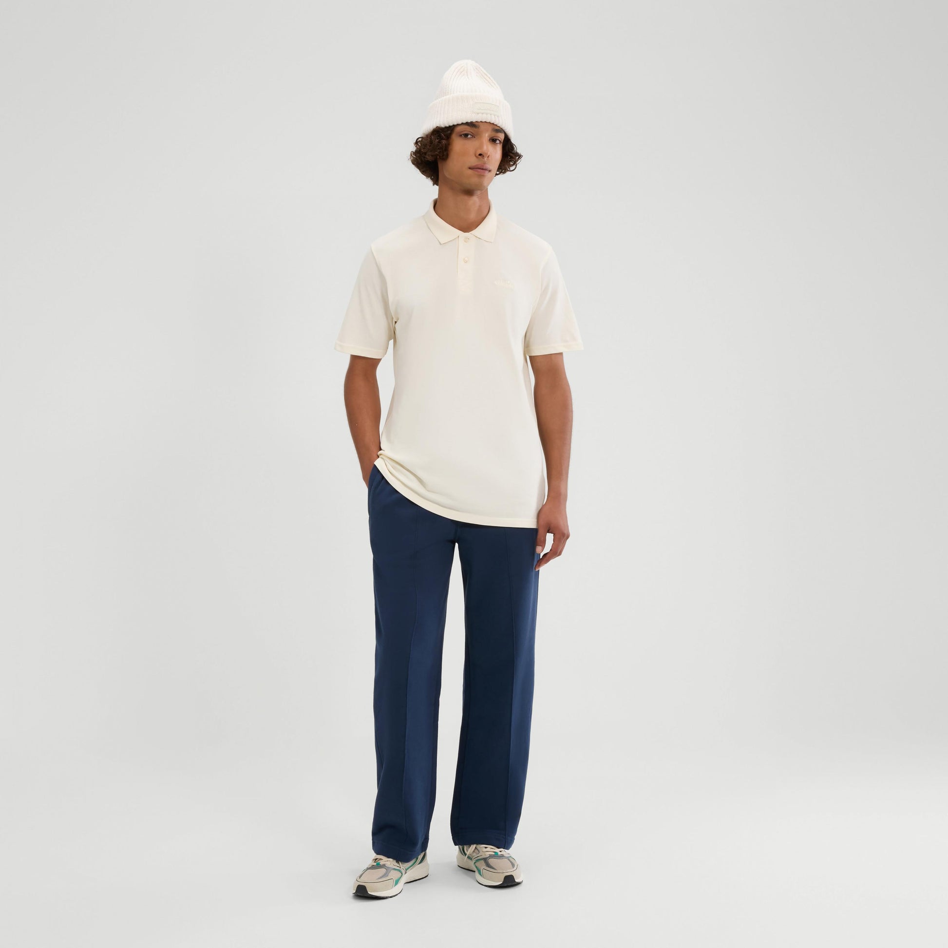 Off White - Close up - Ellesse Mens Senago Polo Shirt