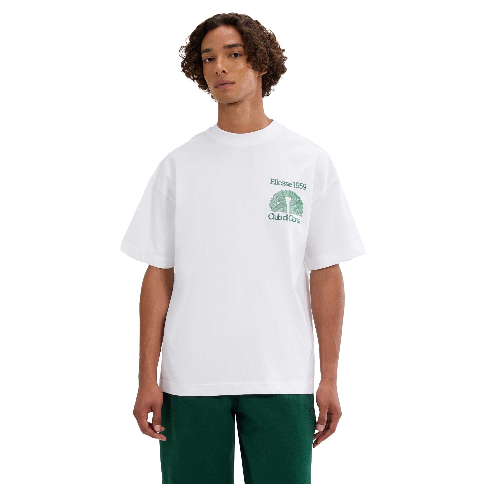 White - Side - Ellesse Mens Club Di Corsa T-Shirt