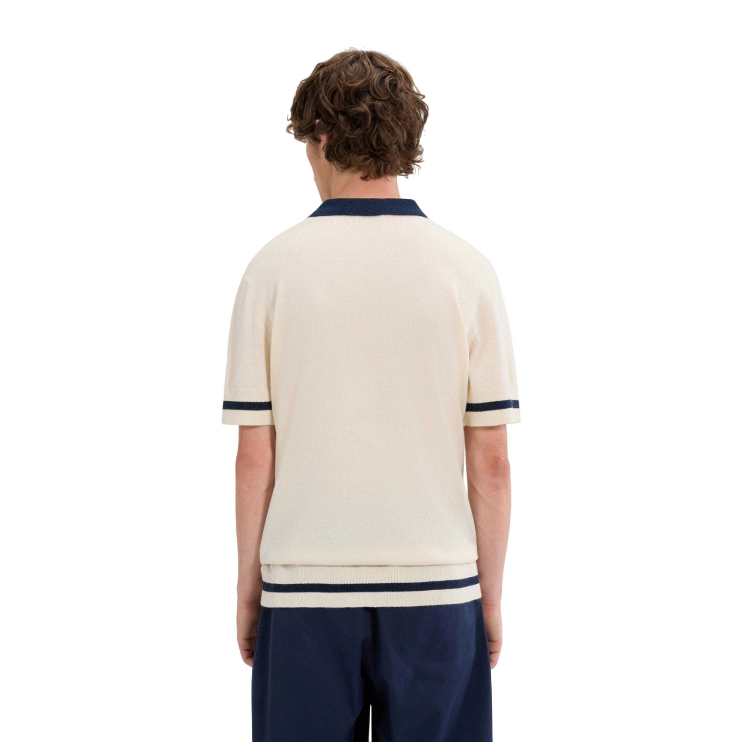 Off White - Back - Ellesse Mens Tuccia Knitted Polo Shirt