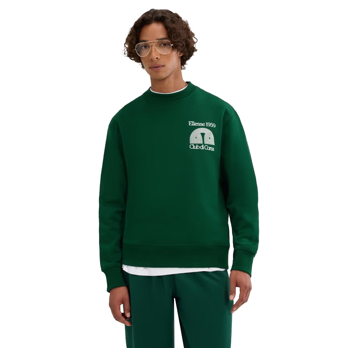 Dark Green - Side - Ellesse Mens Club Di Corsa Sweatshirt