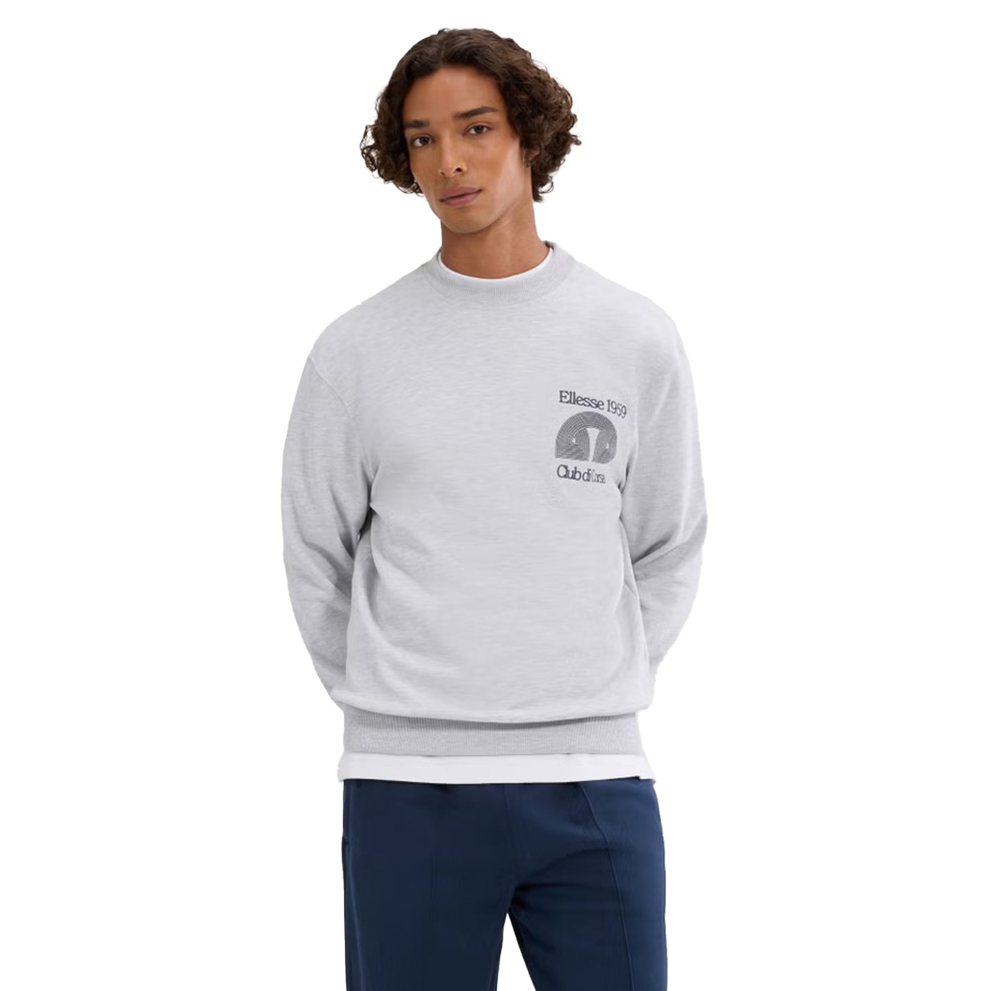 Light Grey - Side - Ellesse Mens Club Di Corsa Sweatshirt