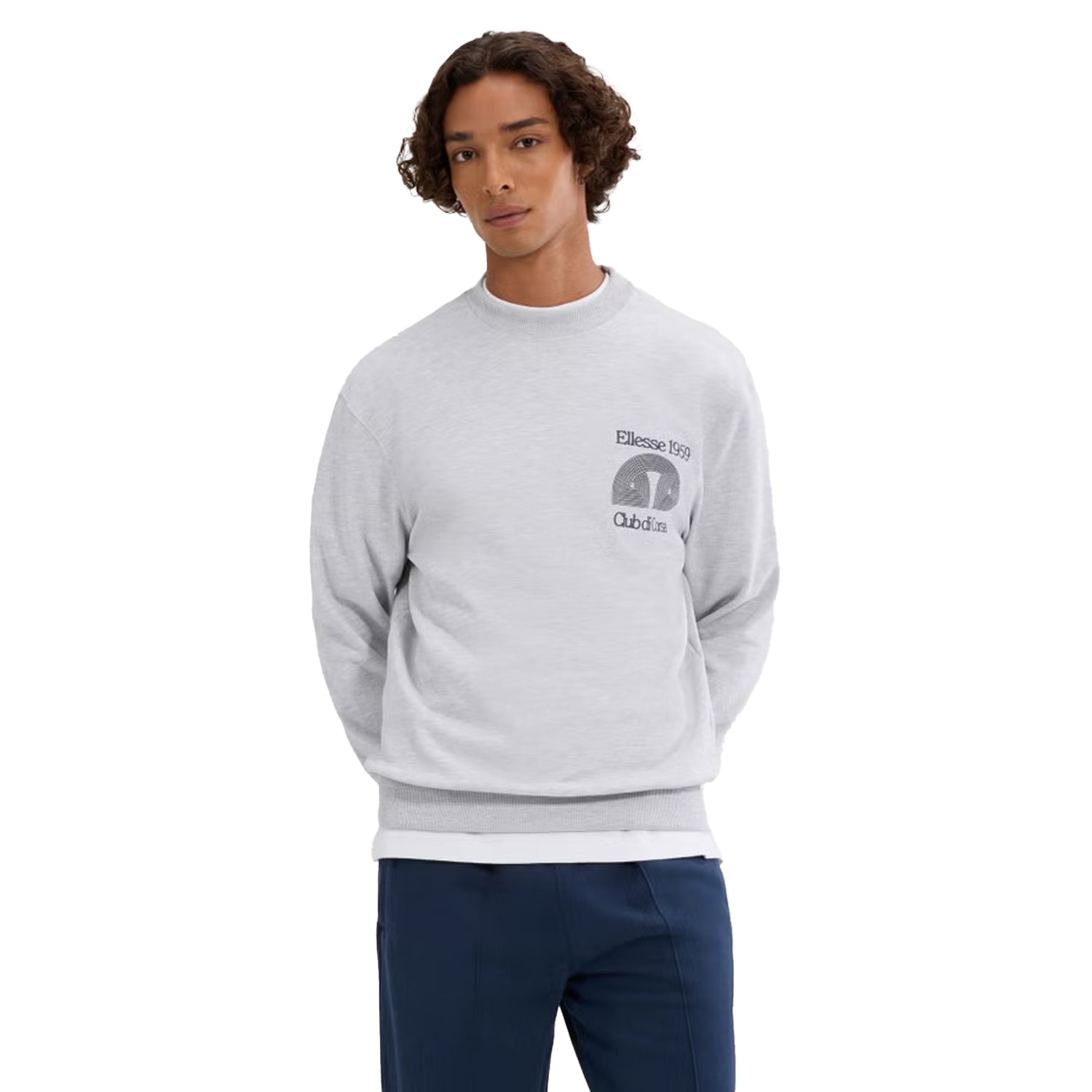 Light Grey - Side - Ellesse Mens Club Di Corsa Sweatshirt