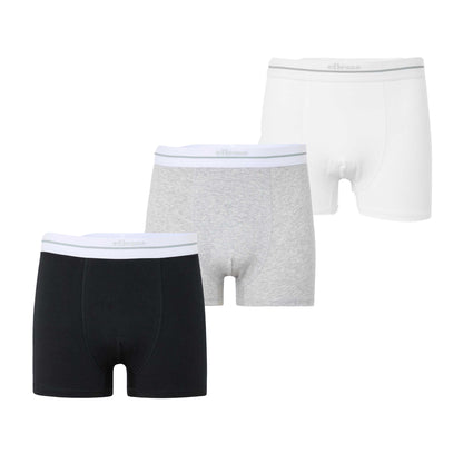 White-Black-Grey - Front - Ellesse Mens Ambria Boxer Shorts (Pack of 3)