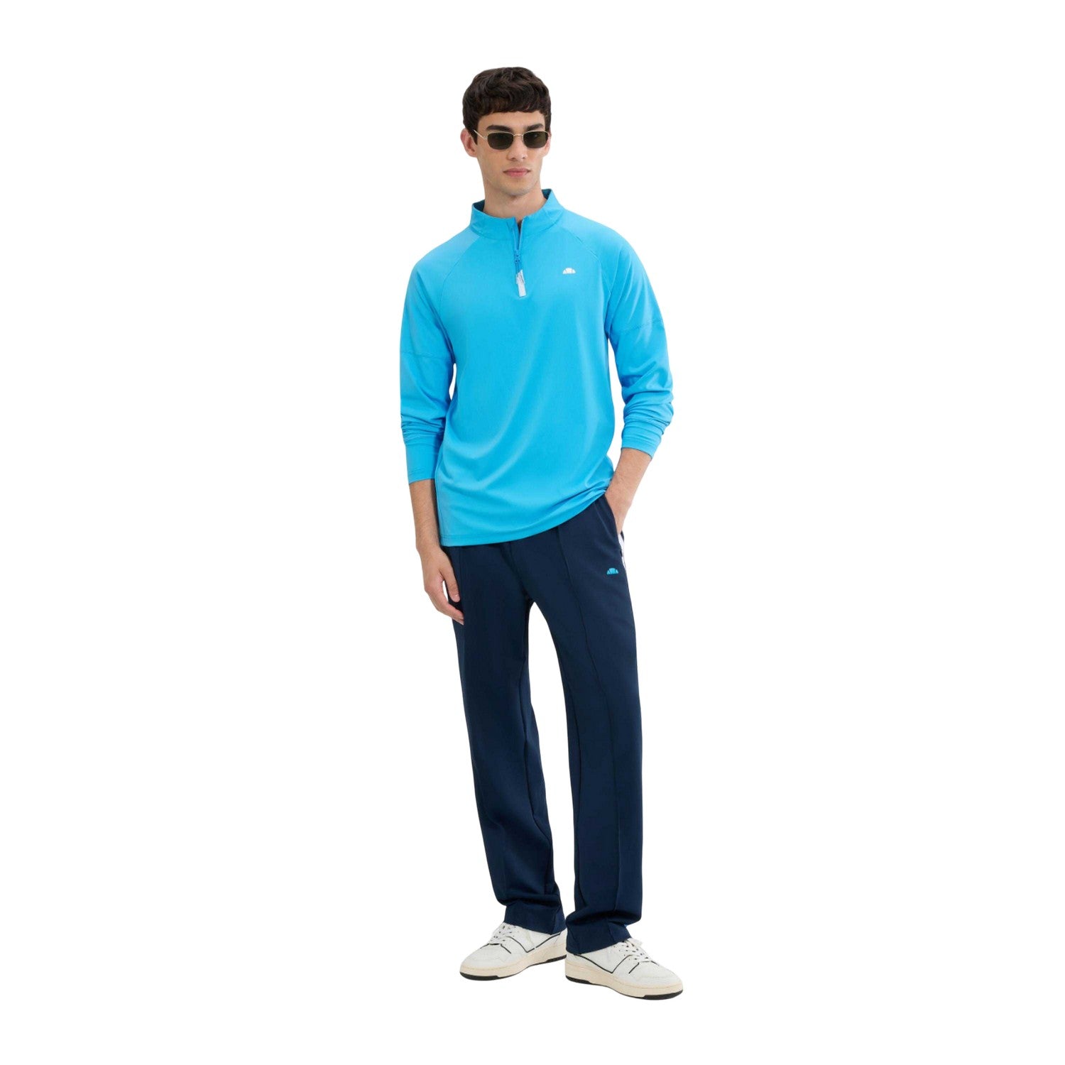 Blue - Lifestyle - Ellesse Mens Musica Quarter Zip Long-Sleeved T-Shirt