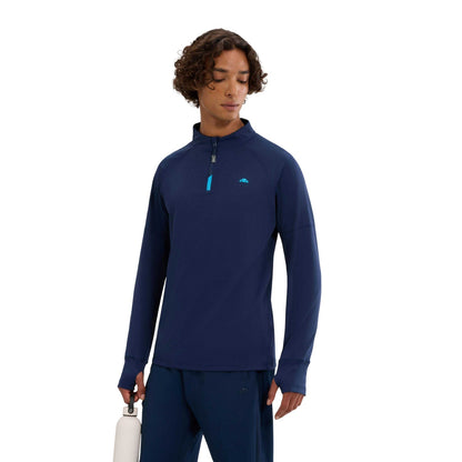 Navy - Side - Ellesse Mens Musica Quarter Zip Long-Sleeved T-Shirt