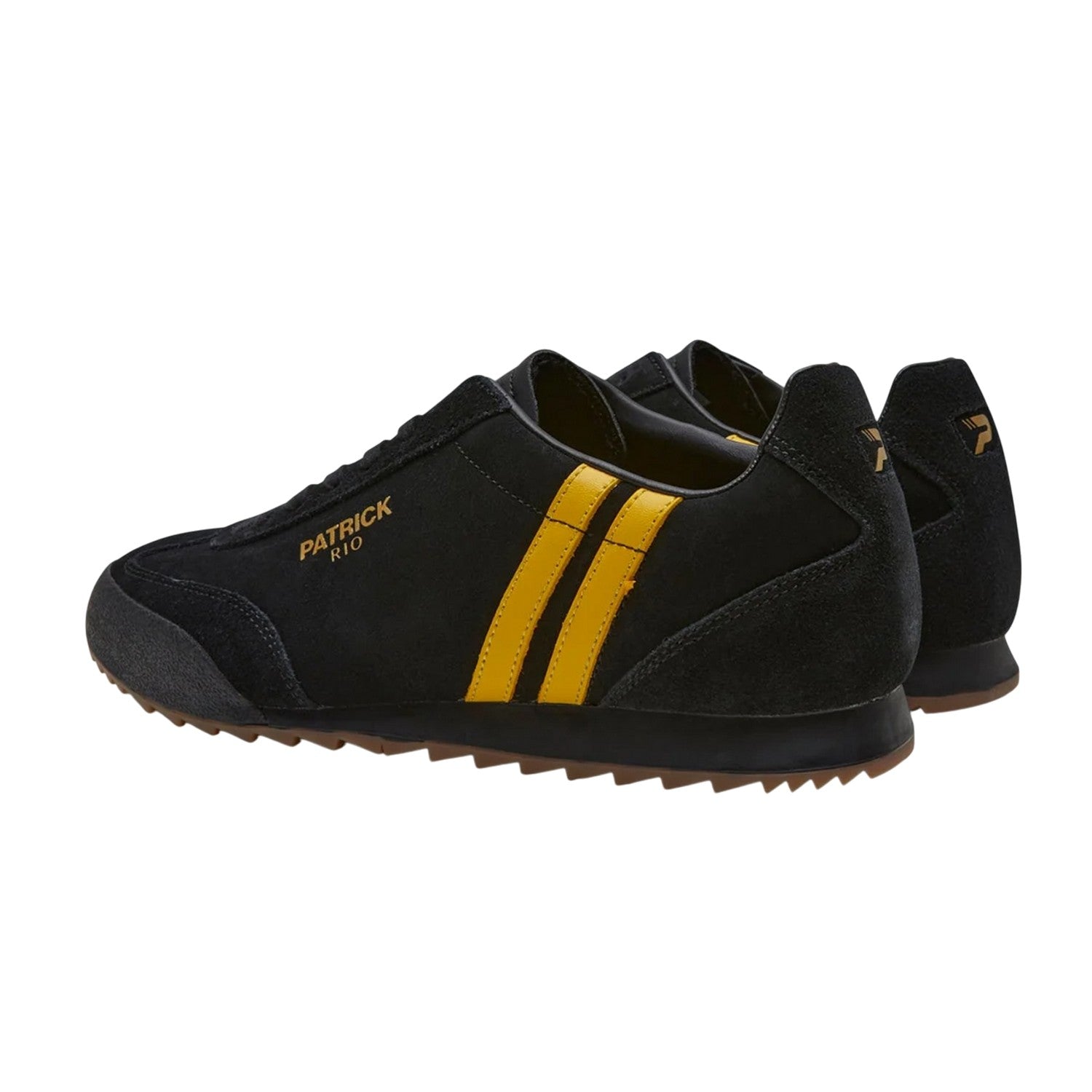 Black-Yellow - Back - Patrick Mens Rio Suede Trainers