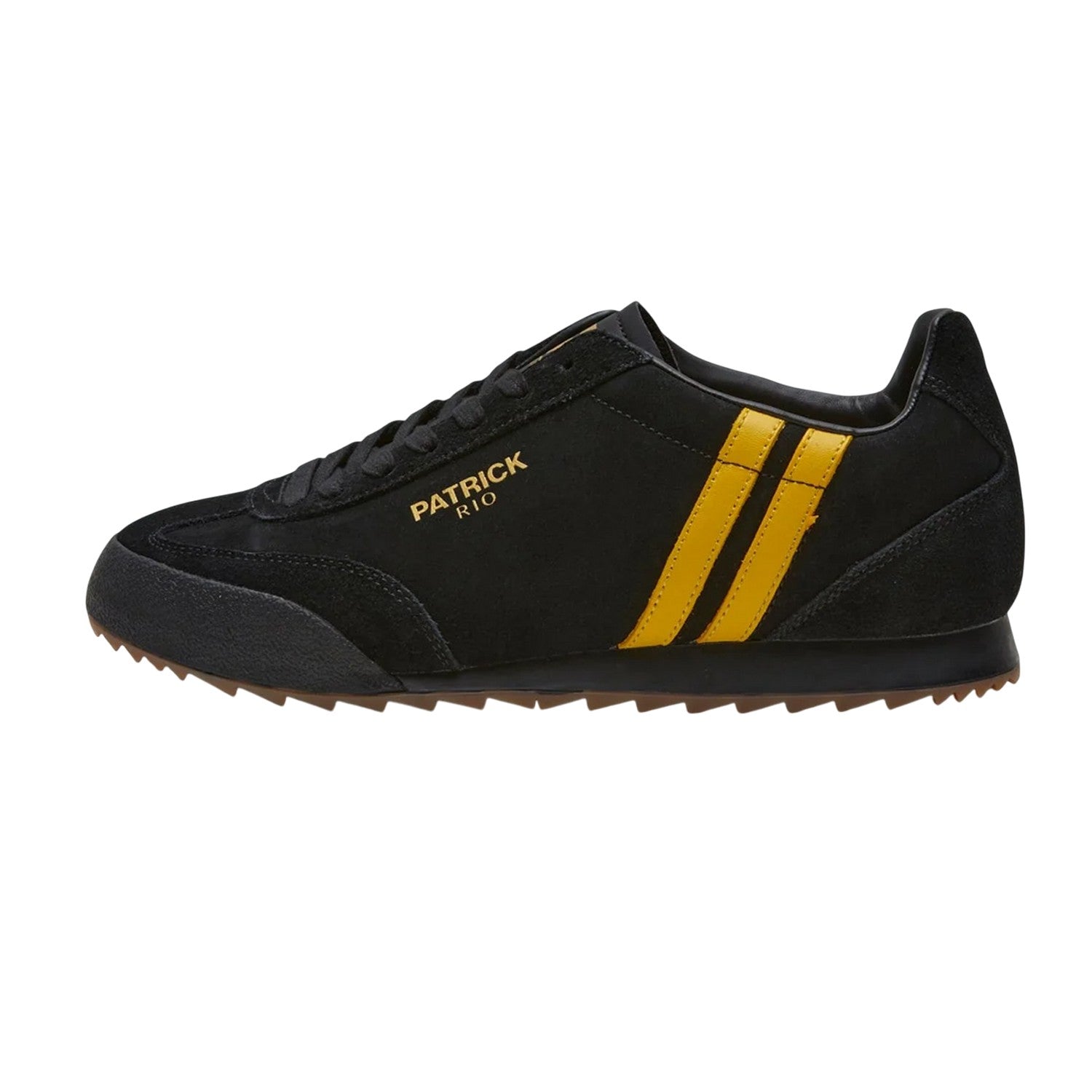 Black-Yellow - Side - Patrick Mens Rio Suede Trainers