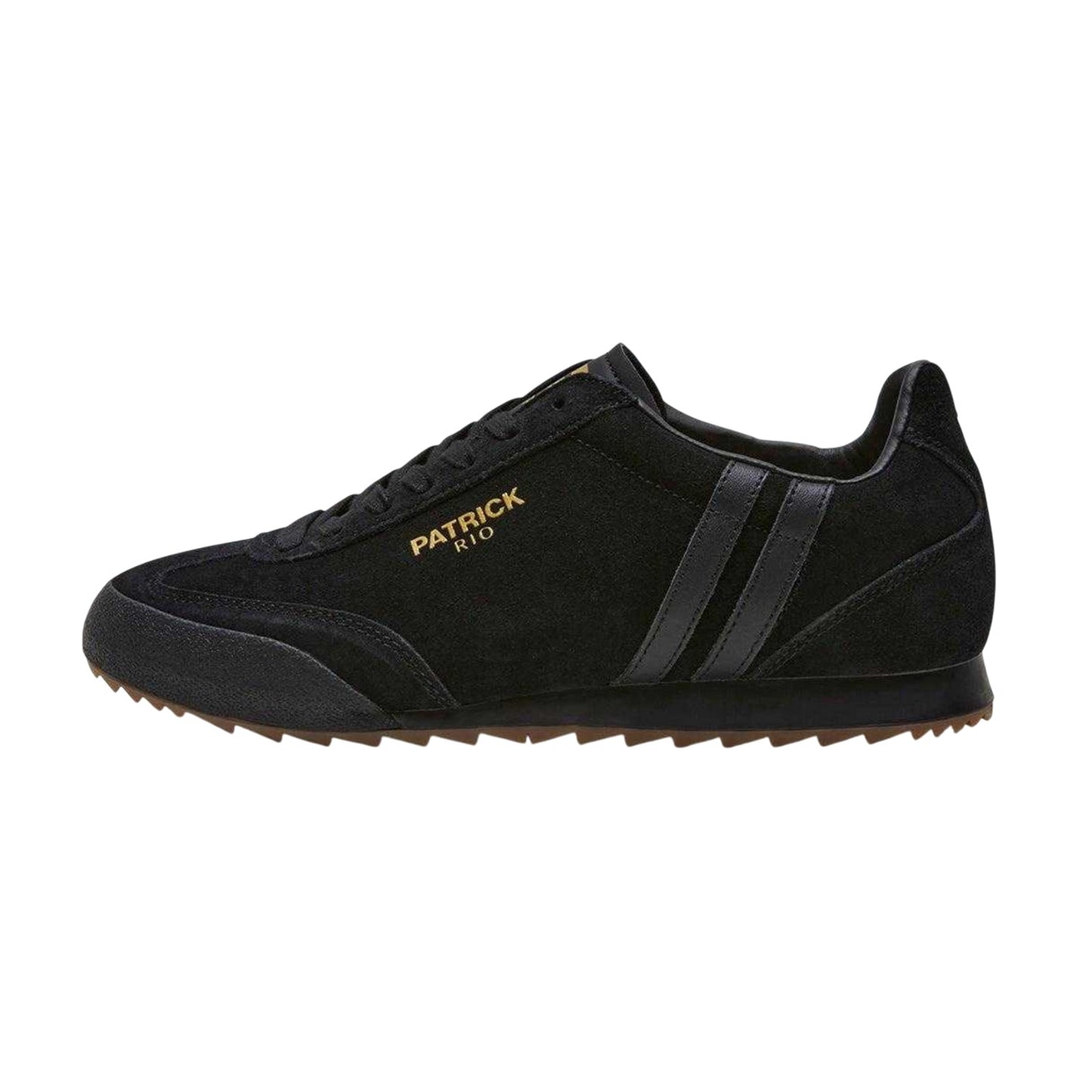 Black-Monochrome - Side - Patrick Mens Rio Suede Trainers