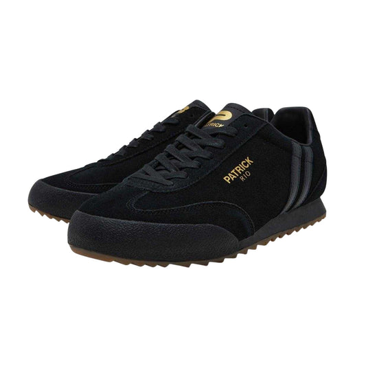 Black-Monochrome - Front - Patrick Mens Rio Suede Trainers