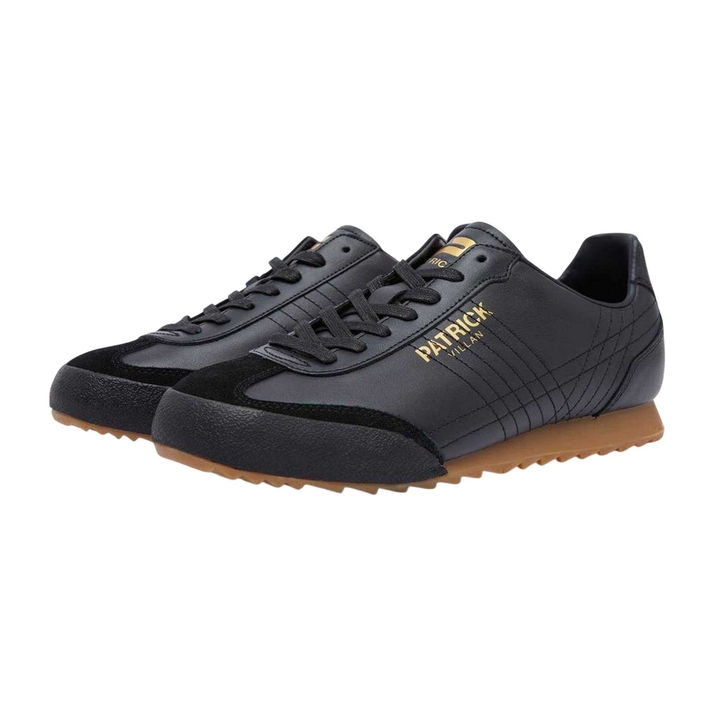 Black - Front - Patrick Mens Villan Leather Trainers