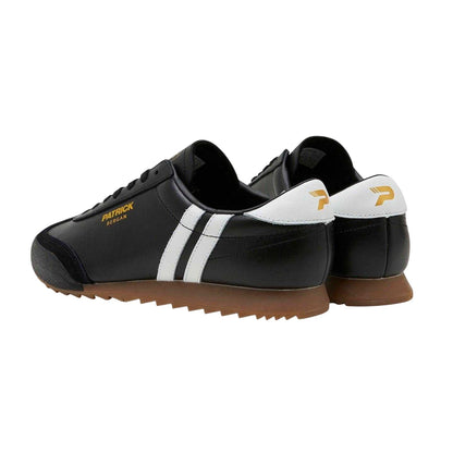 Black-White - Back - Patrick Mens Bergan Leather Trainers