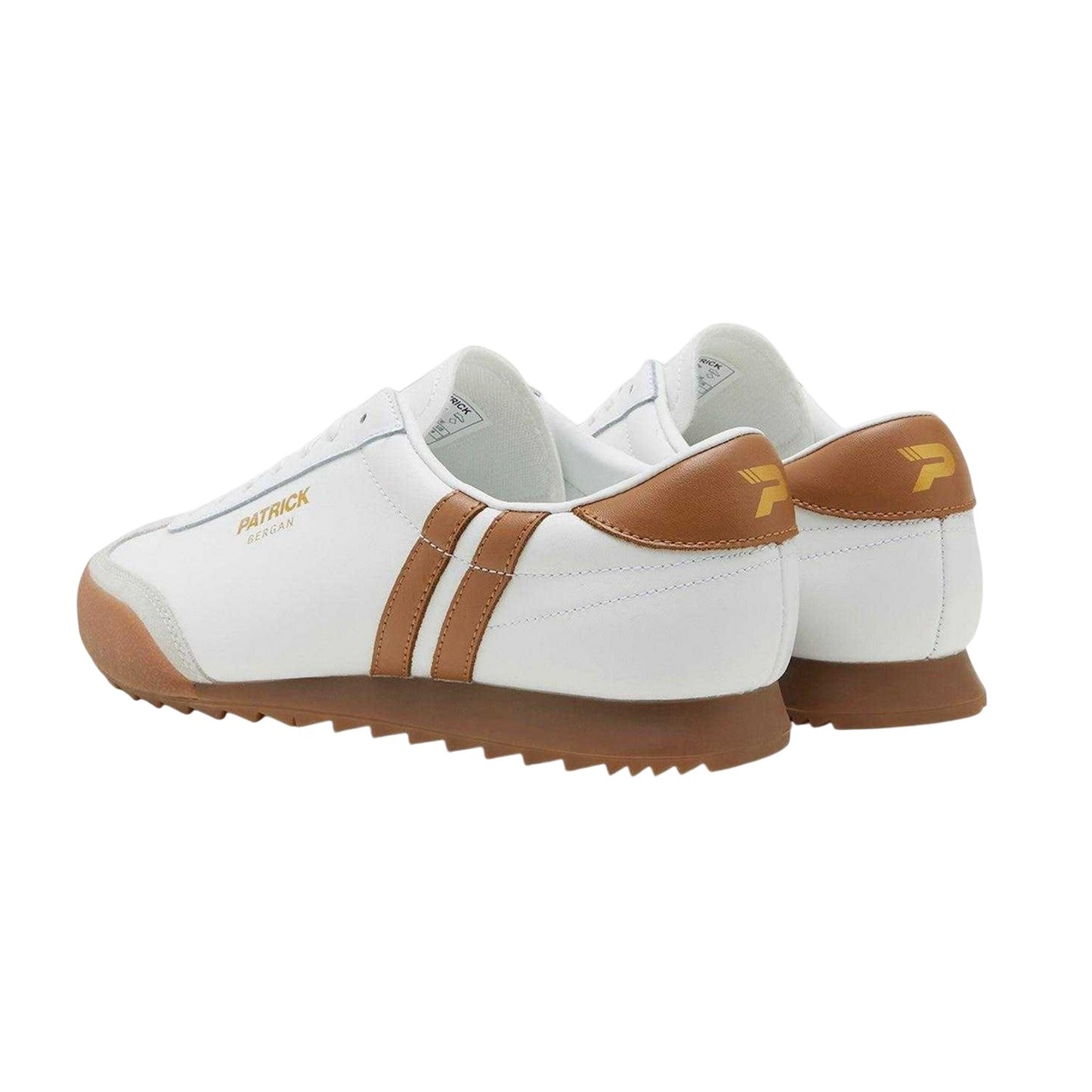 White-Tan - Back - Patrick Mens Bergan Leather Trainers