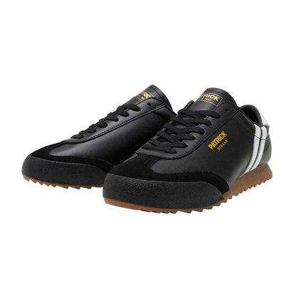 Black-White - Front - Patrick Mens Bergan Leather Trainers