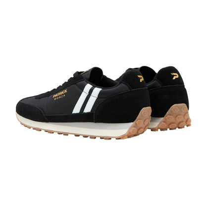 Black-White - Back - Patrick Mens Monza Suede Trainers