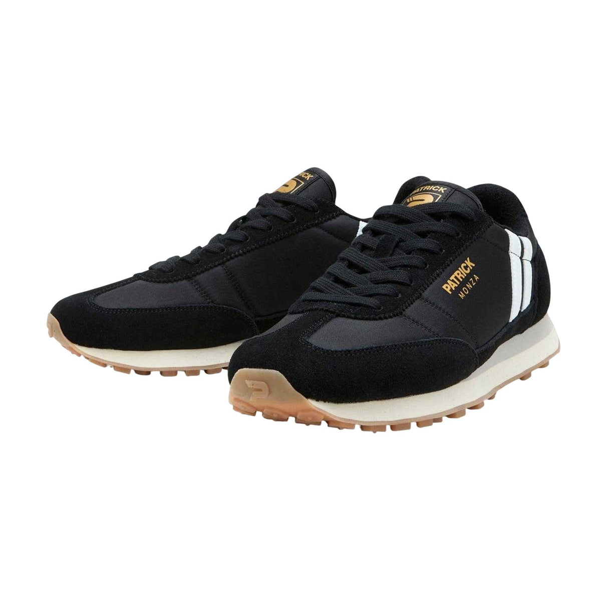 Black-White - Front - Patrick Mens Monza Suede Trainers