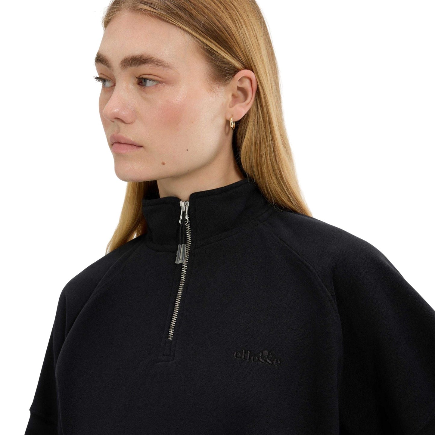 Black - Side - Ellesse Womens-Ladies Carrera Quarter Zip Sweatshirt