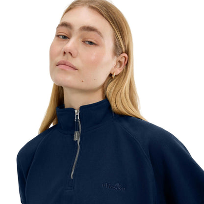 Navy - Side - Ellesse Womens-Ladies Carrera Quarter Zip Sweatshirt
