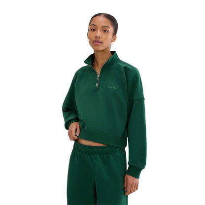 Dark Green - Front - Ellesse Womens-Ladies Carrera Quarter Zip Sweatshirt