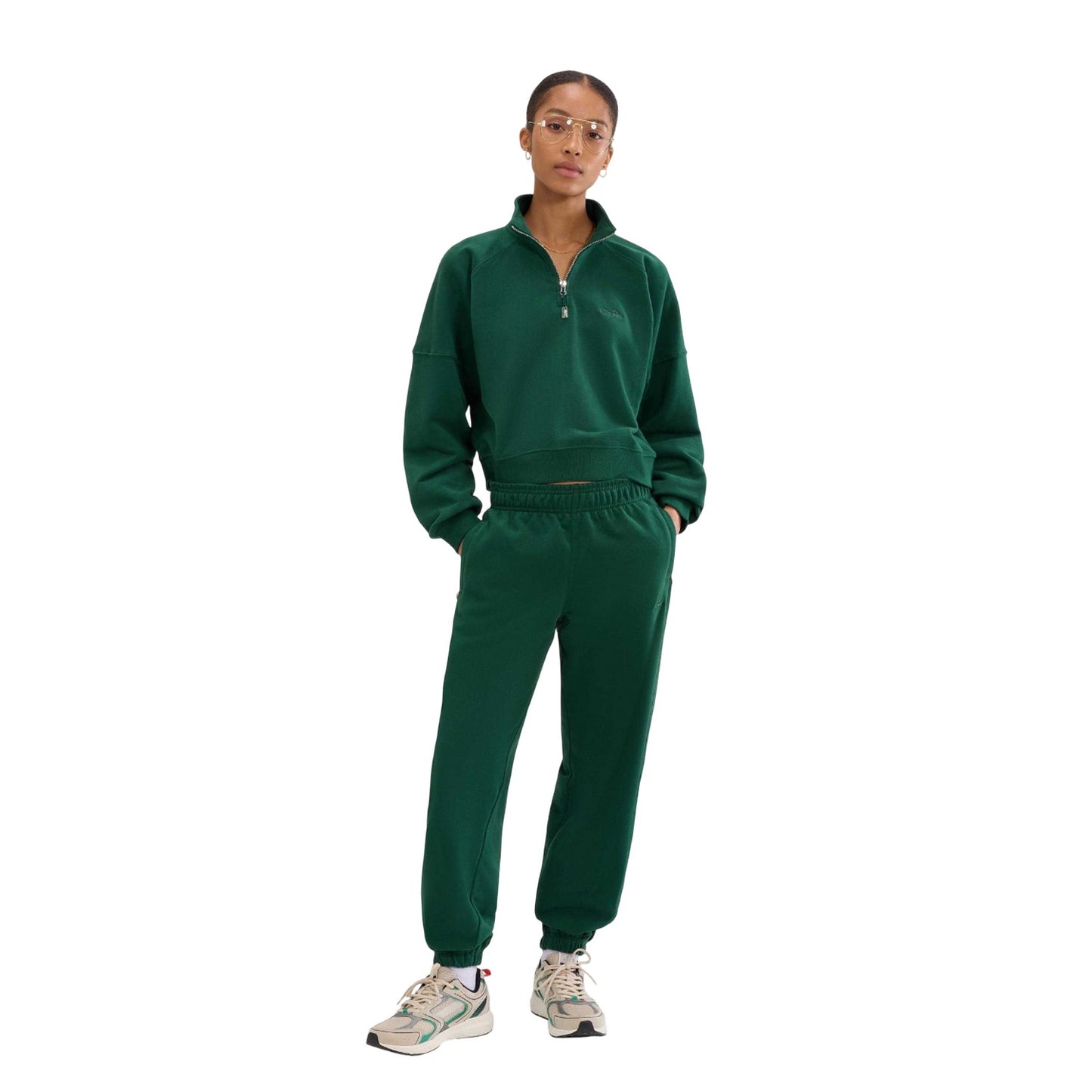 Dark Green - Lifestyle - Ellesse Womens-Ladies Carrera Quarter Zip Sweatshirt