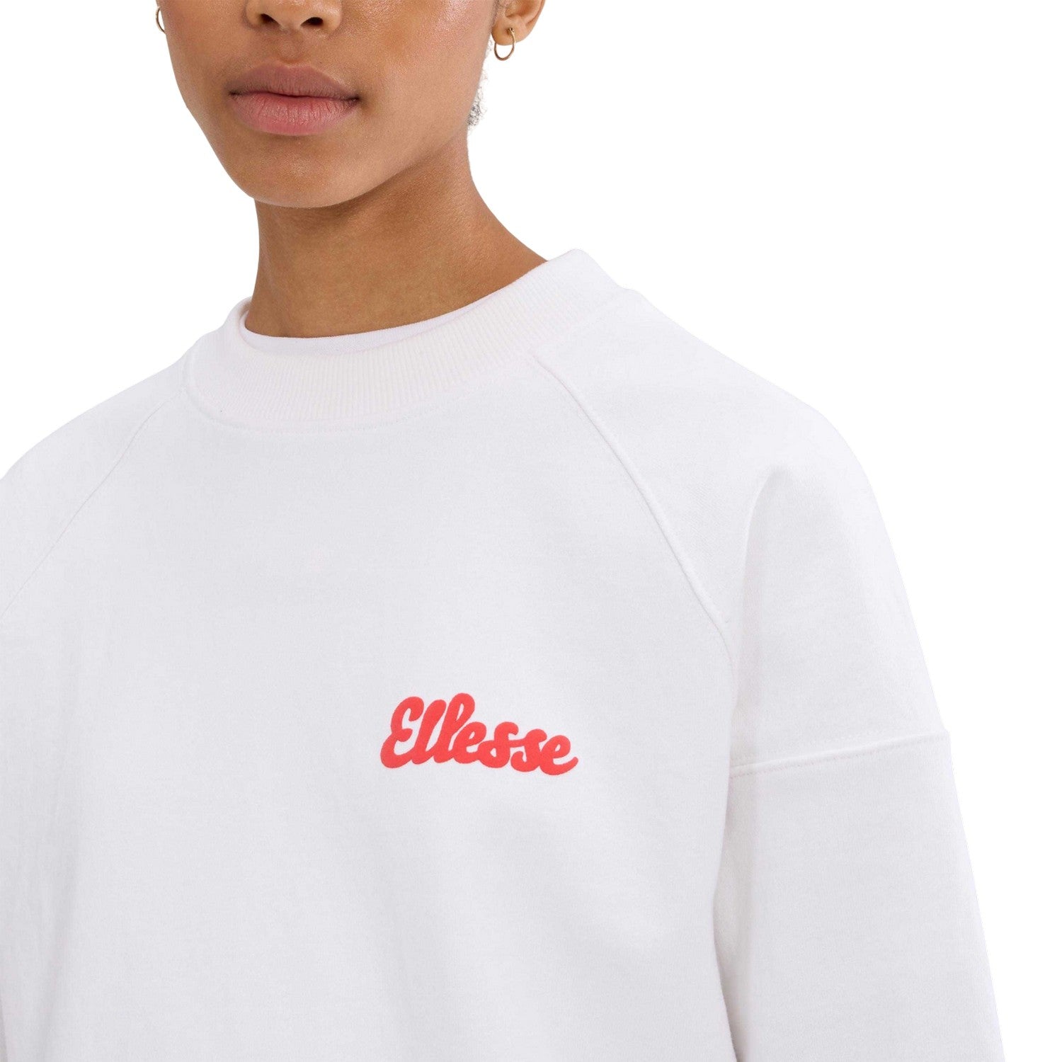 White - Side - Ellesse Womens-Ladies Lo Sbuffo Sweatshirt