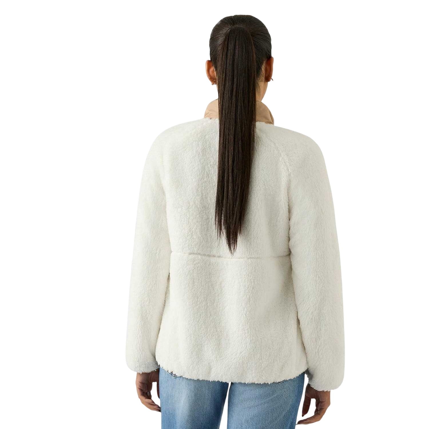 Cream - Back - Reebok Womens-Ladies Double Monkey Fleece Jacket