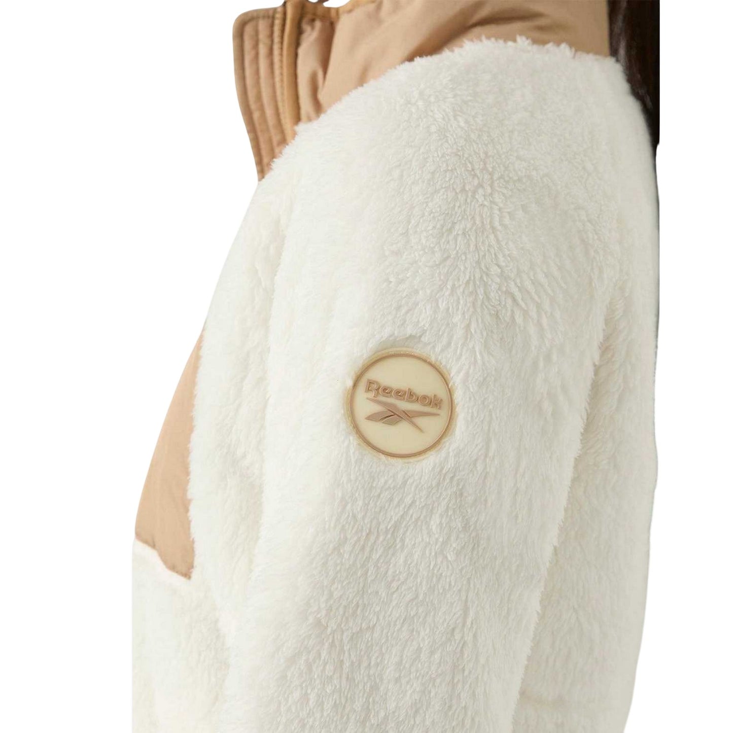 Cream - Side - Reebok Womens-Ladies Double Monkey Fleece Jacket