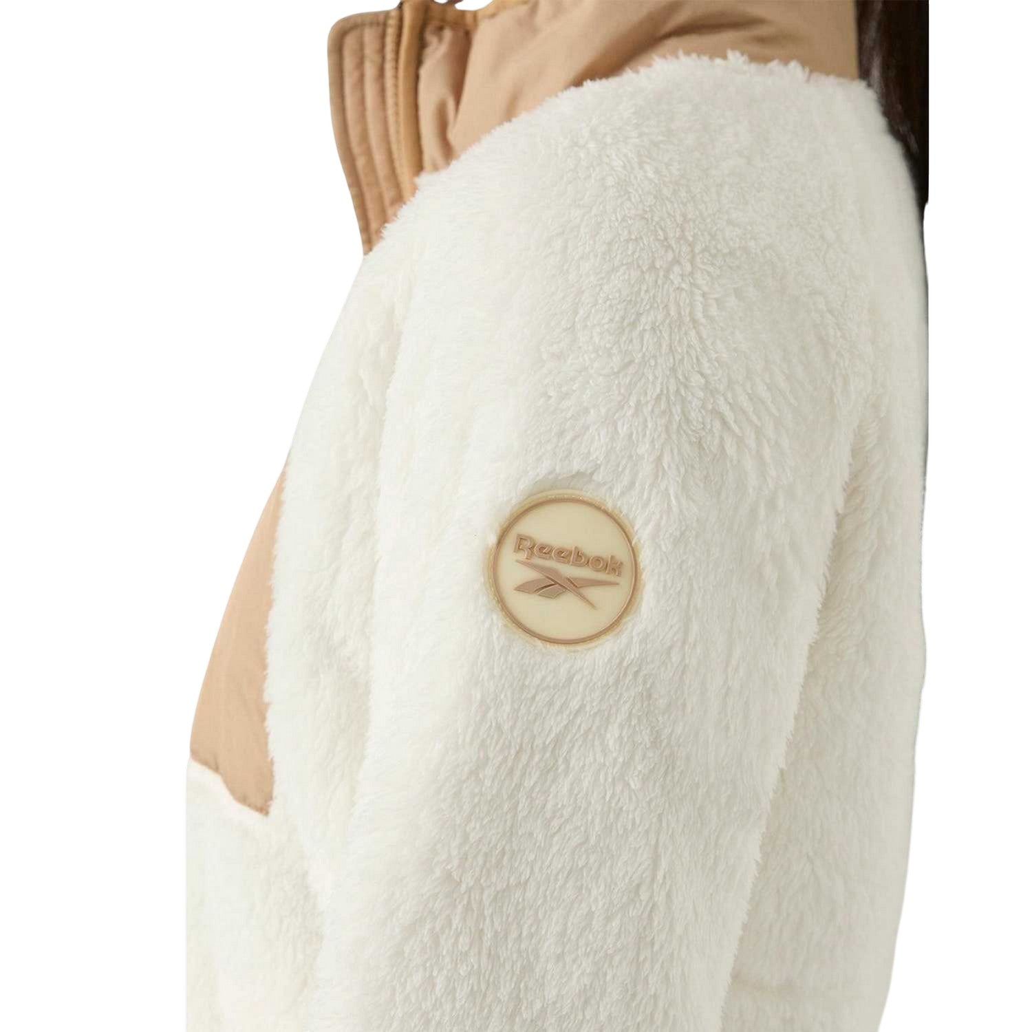Cream - Side - Reebok Womens-Ladies Double Monkey Fleece Jacket