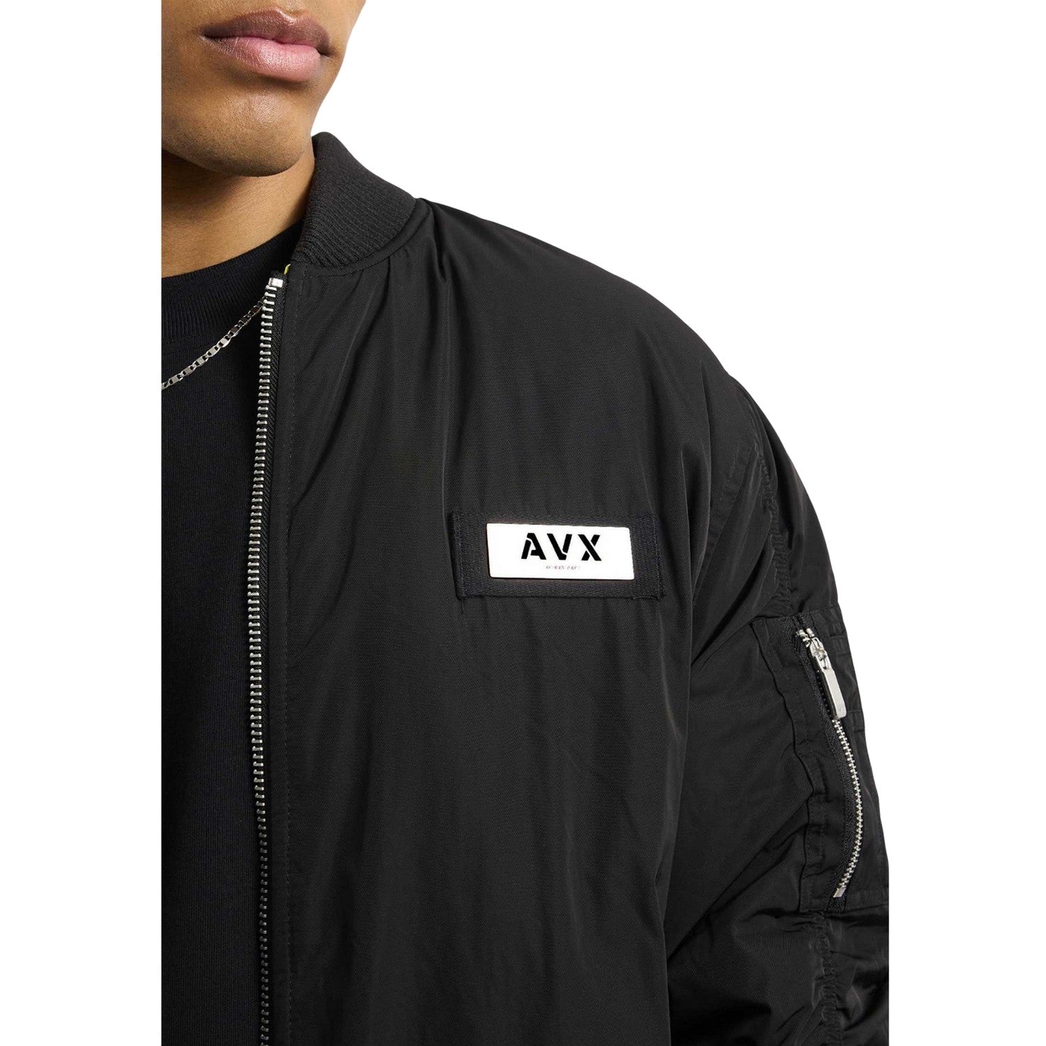 Black - Side - AVX Mens MA1 Bomber Jacket