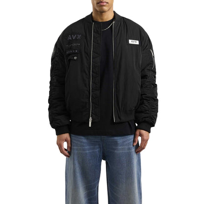 Black - Front - AVX Mens MA1 Bomber Jacket